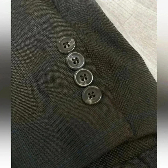 Chaps Ralph Lauren Cashmere wool 3 Button Suit Coat 42R Brown Blue Glen Plaid - Picture 16 of 16